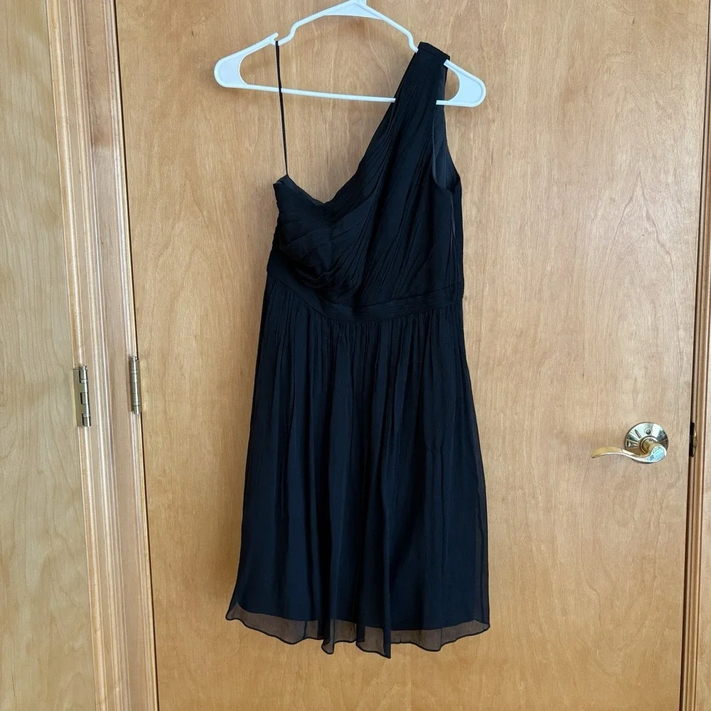 J‎ CREW SHORT DRESS SILK CHIFFON FORMAL 4 KYLIE ONE SHOULDER Black #41825